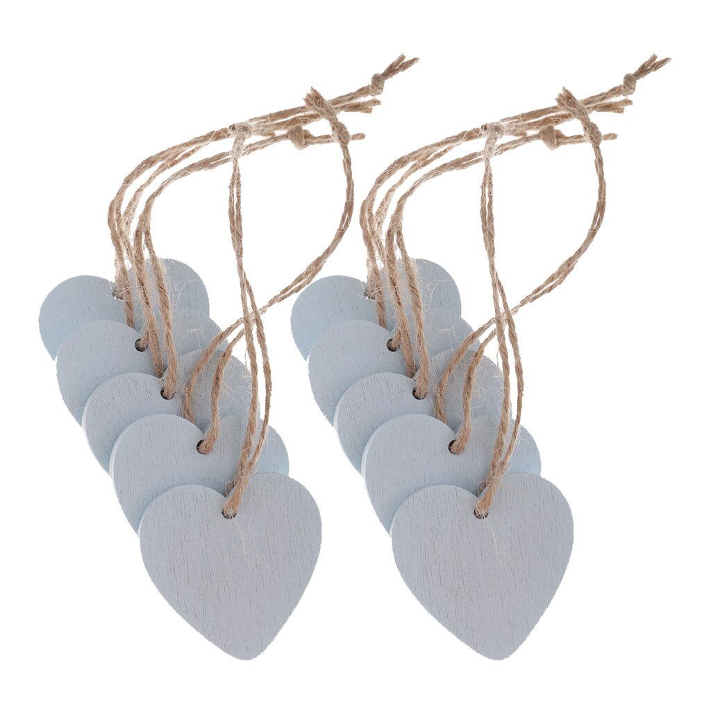 10x Painted Wood Heart Tags Hanging Craft DIY Wood Tags Embellishment Wood Heart Craft Hanging Tags Home Decorations