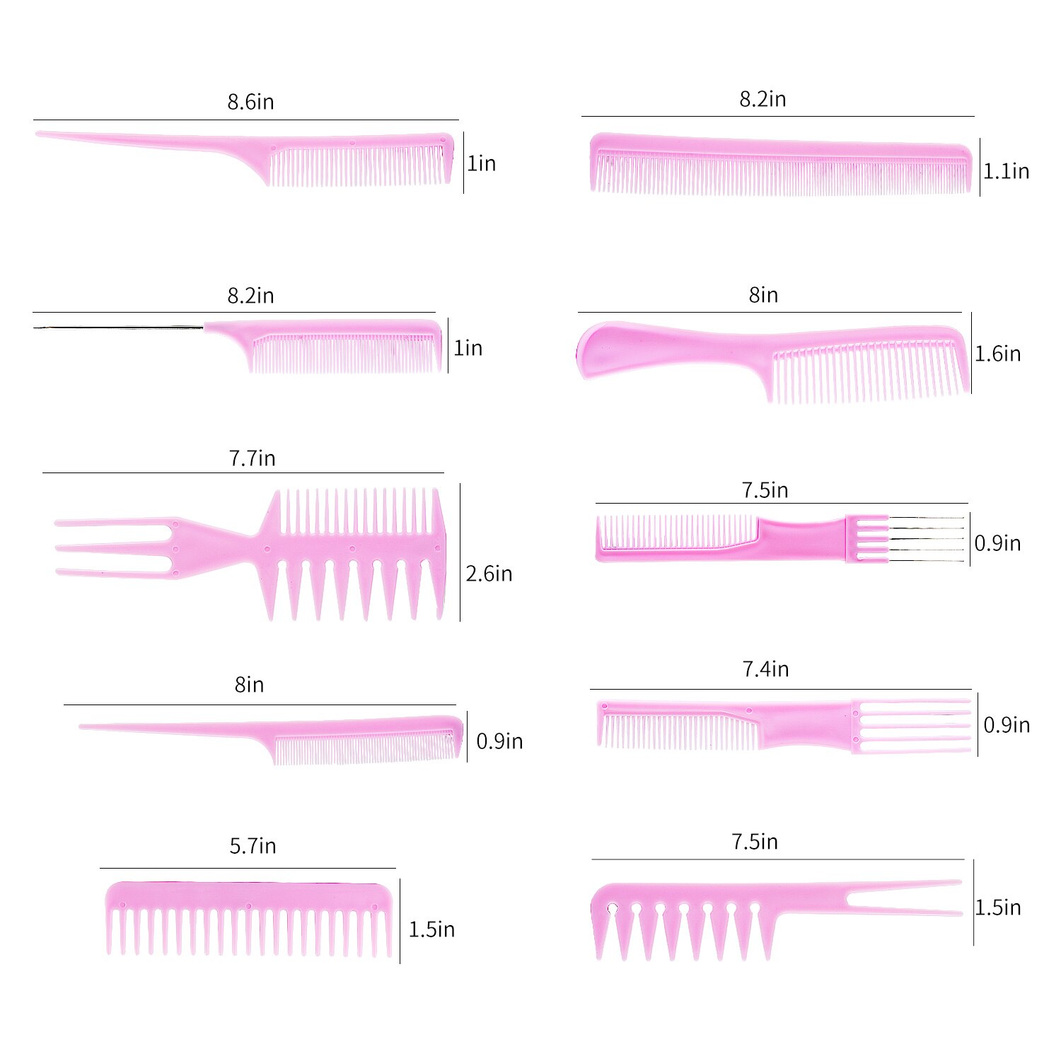 Hairdressing Combs Set Stylist Portable Tool Anti-static Detangler Comb Barber Styling Tool Hair Brush Woman Men Pink Set Comb
