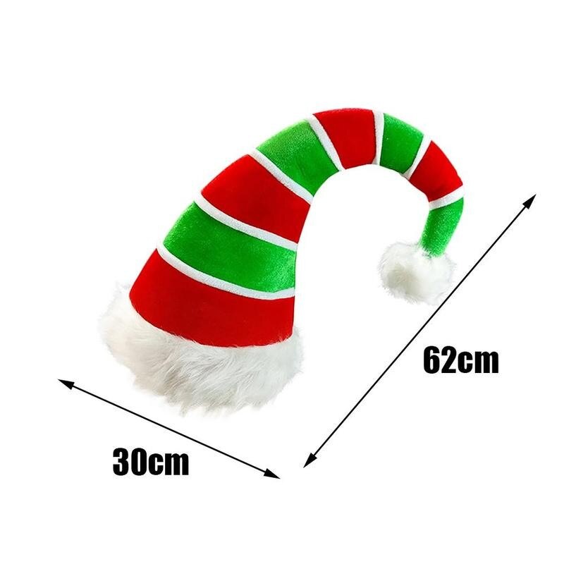 WH Funny Christmas Hat Plush Elf Santa Hat L9T8