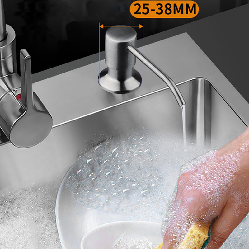 300ML Kitchen Sink Soap Dispenser Brushed Stainless Steel Soap Bottle Bathroom Manually Press Soap Bottle Kitchen Accessories
