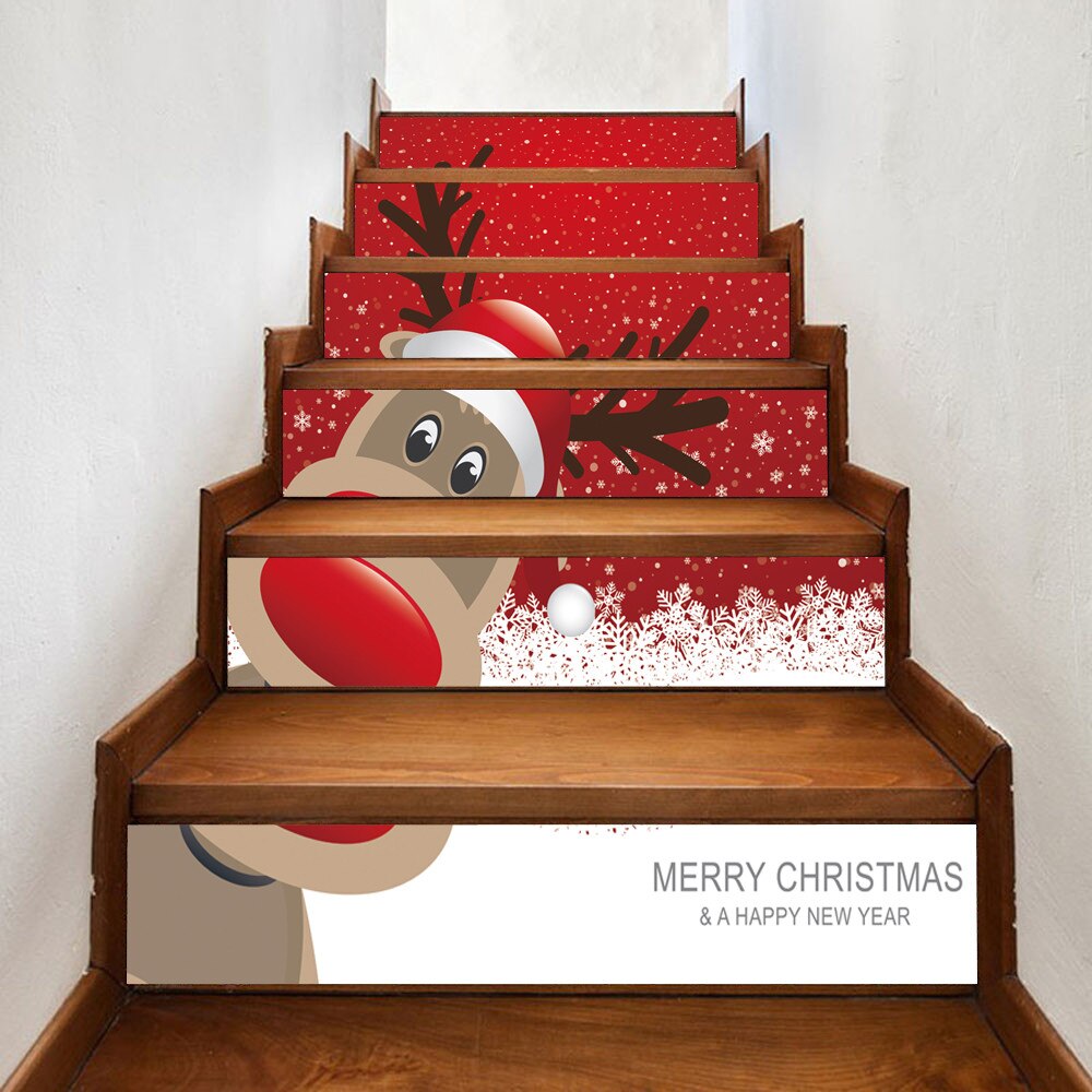 Kerst 3D Simulatie Trap Stickers Waterdicht Home Decor Kerst Hanger Muur Aangebracht Jaar 'S Home Decor Muursticker: H