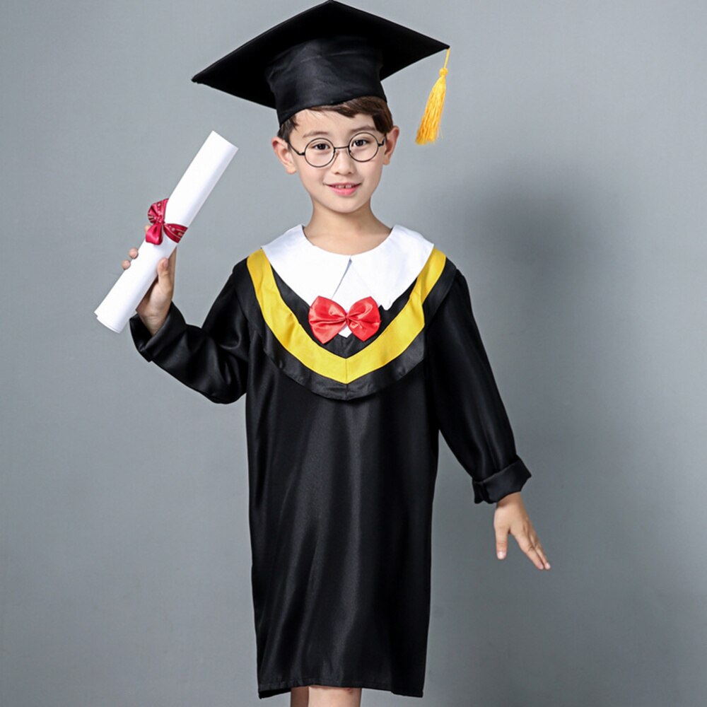 Children's Graduation Hat Costume Accessory Doctoral Cap with Yellow Tassel for Kids