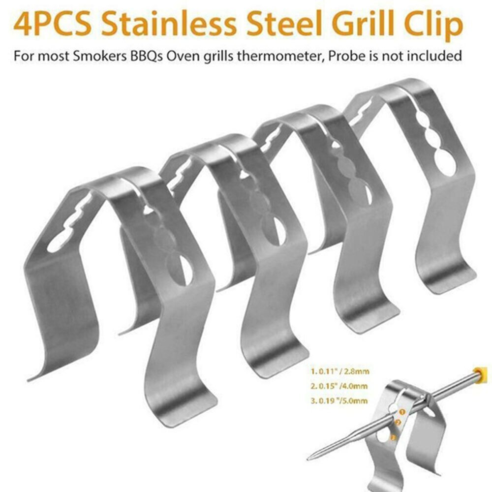 Stainless Steel BBQ Thermometer Probe Clip Holder BBQ Smoke Thermometer Smoker Oven Kitchen Accessories Baking Tools