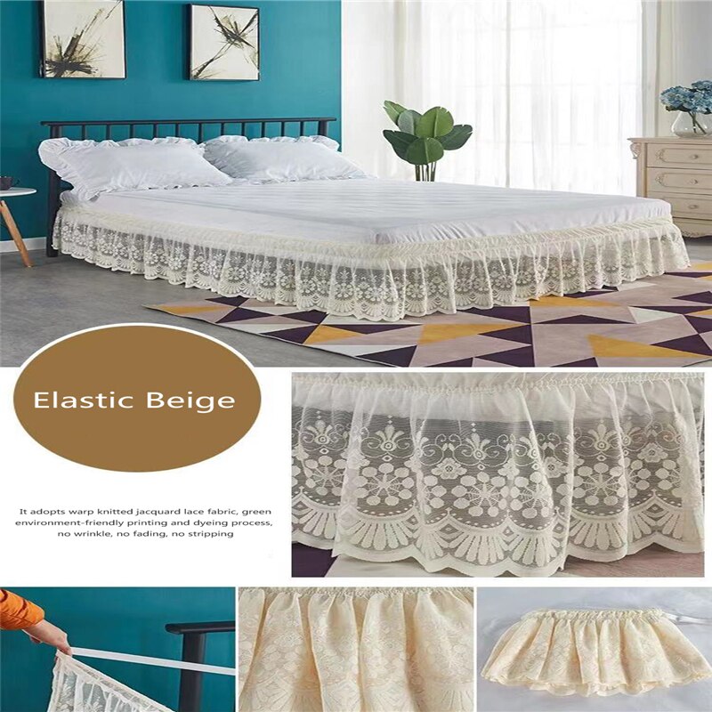 Ruffles Lace Bed Skirt Soft Microfiber Large Size Dust-proof Protector Silk Bed Sheet Wrap Around Three Side Bedroom Accessory