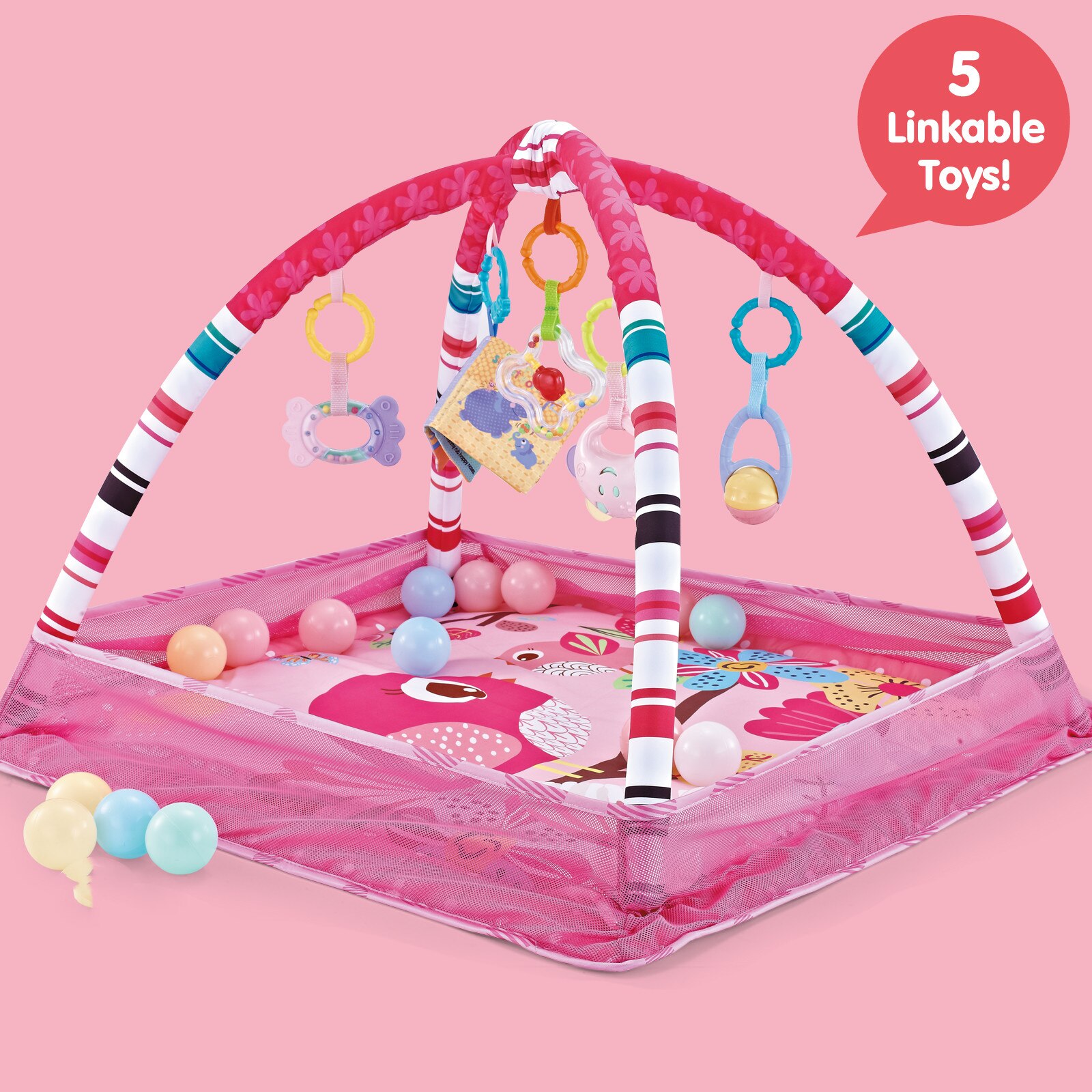 Marco de Fitness para bebés, manta de juego para gatear, rompecabezas, valla multifunción, estera para gatear, juguetes de iluminación, PISCINA DE BOLAS del océano