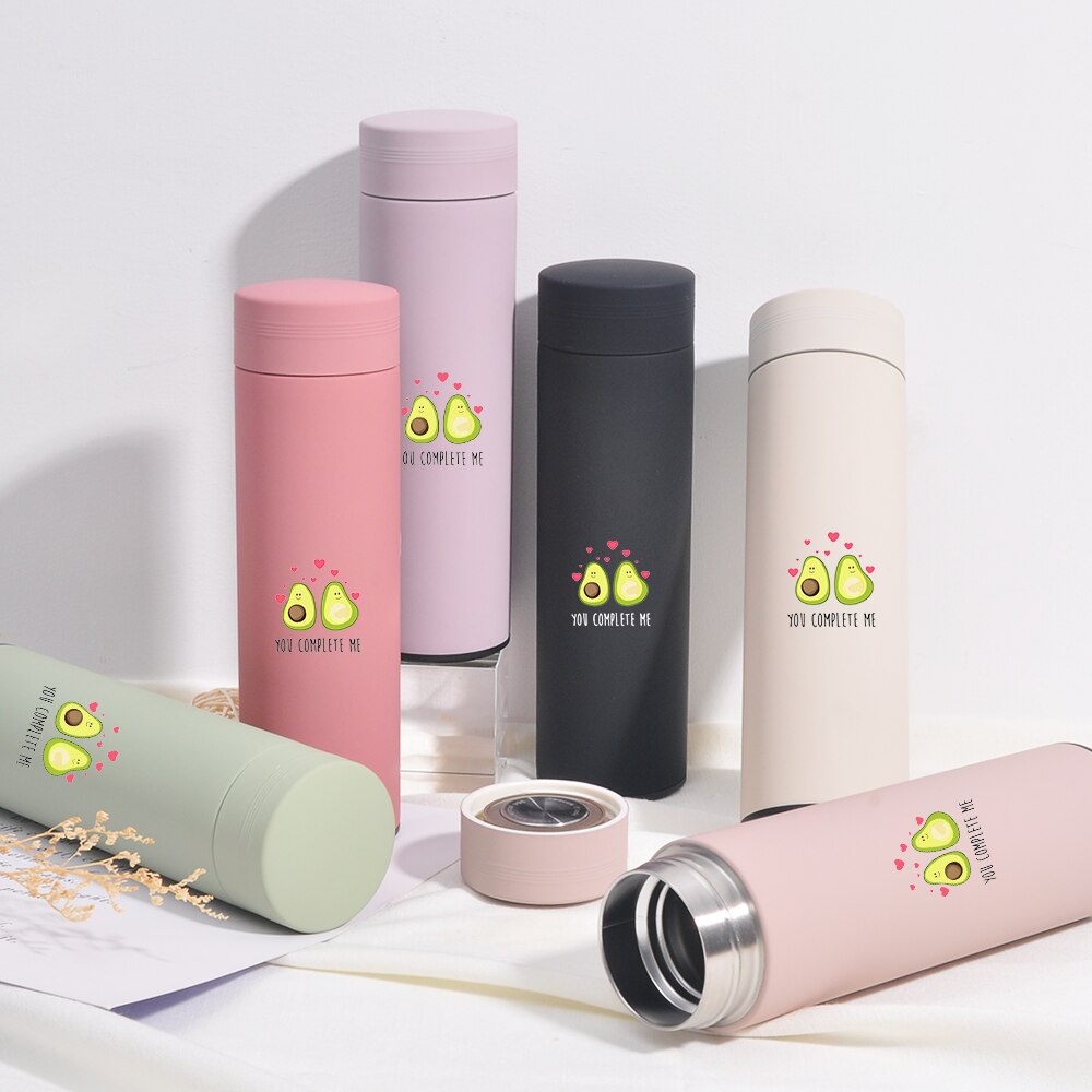 450 ml Karikatur Avocado Thermos Wasser Flasche Klassische Edelstahl Becher thermo Tee Tasse Bunte Cafe Tassen Tee Glaskolben