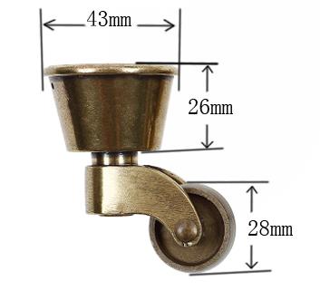 2 delar hjuldiameter :28mm antika brons vintage europeiska möbelhjul mute remskiva