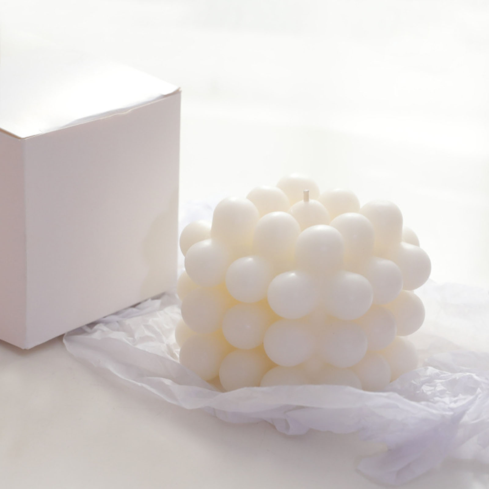Cubo de burbujas para aromaterapia, vela de cera de soja sin humo, perfumada, redonda y , 250g