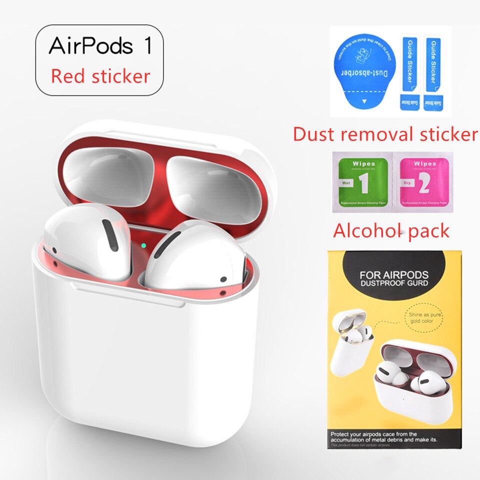 Stickers for Airpods pro 2&amp;1 Case Dust Guard cute Skin Inner Cover Accessories Film for Apple Airpods Pro 2 1 Stickers: red airpod 1