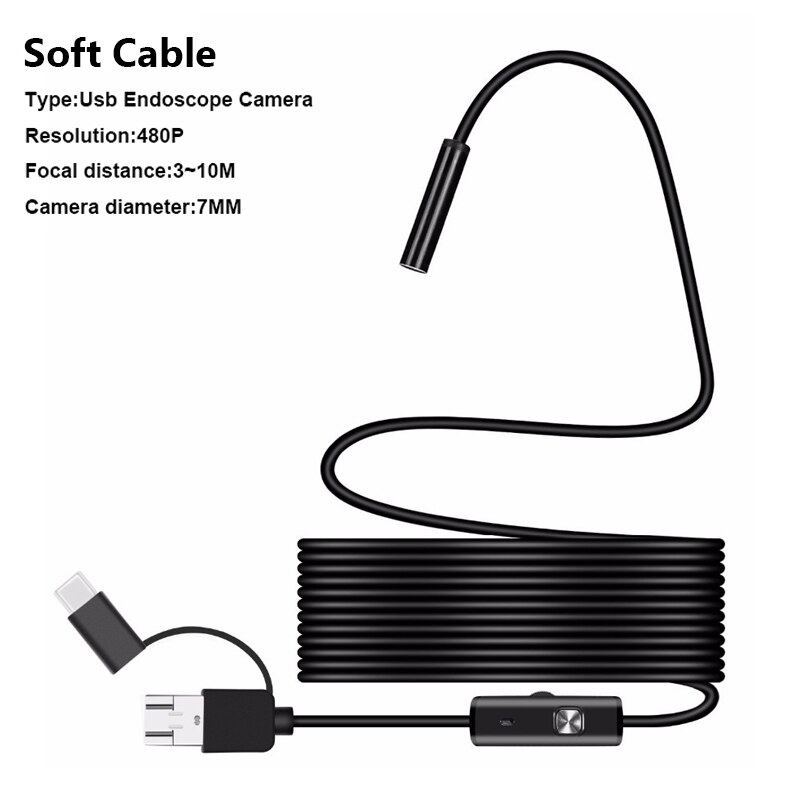 WiFi Endoscope HD Inspection Camera 3 in 1 USB/Micro USB/Type C Borescope with 720P Waterproof with 6 Adjustable LEDs