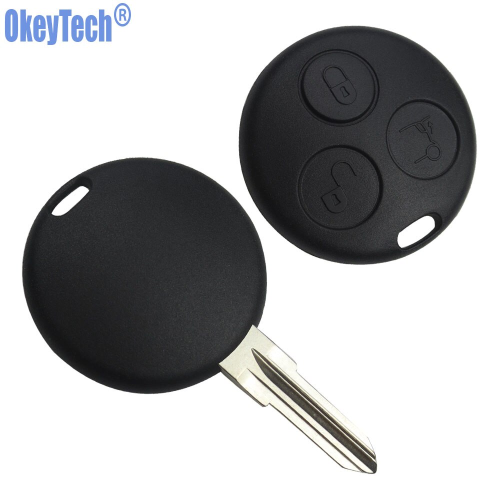 OkeyTech Replacement Car key For Mercedes Benz SMART Fortwo 450 Forfour Roadster Case 3 Button Blank Blade Remote Key Shell Fob