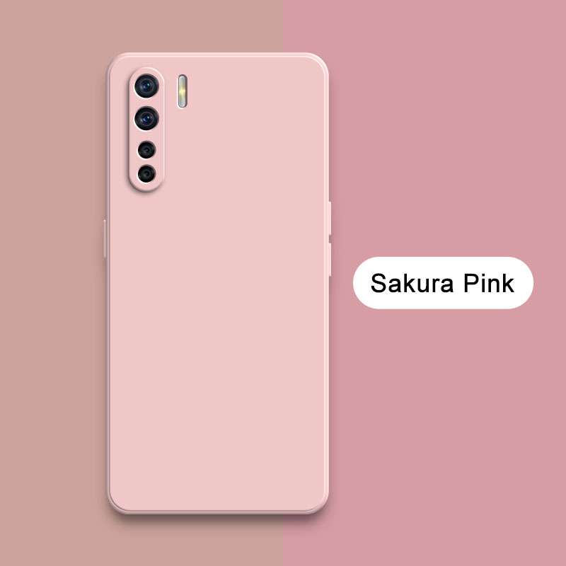 Officiellt fyrkantigt flytande silikonskal till oppo  a91 f15 reno 3 reno 3 kameraskyddande mjukt stötsäkert telefonskydd oppoa 91- hölje: Neopren / Röd