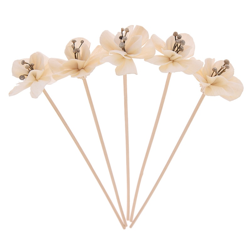 5 Pcs Bloem Vormige Geen Vuur Aroma Diffuser Sticks Huishouden Slaapkamer Aroma Diffuser Accessoires Riet Rotan Stok