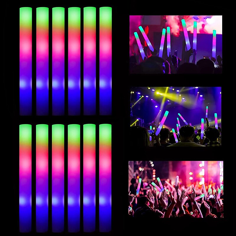 12/15/30/60Pcs Bulk Kleurrijke Led Glow Sticks Rgb Led Gloed Schuim Stok Stok Glow sticks Cheer Buis Donker Licht Voor Party