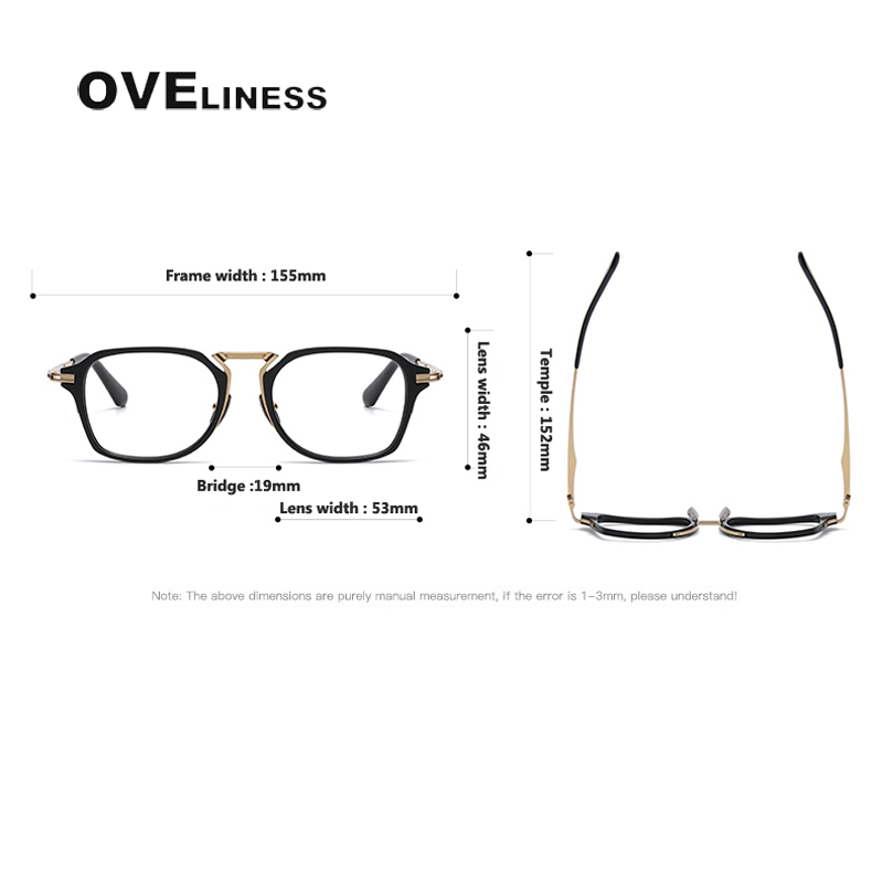 Montura de gafas de acetato de titanio 2025 para hombre, monturas de gafas graduadas cuadradas Vintage para mujer, gafas ópticas para hombre