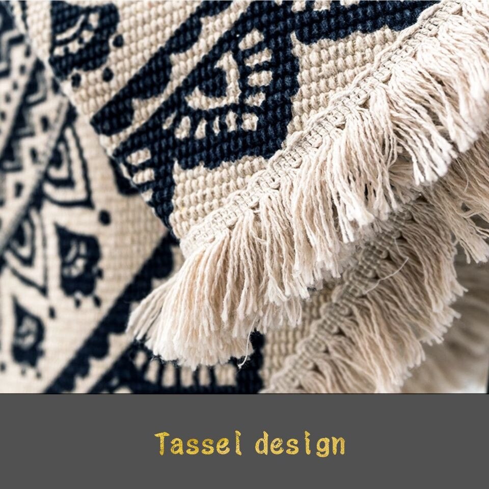 Nordisk marokko rundt tæppe bohmen etnisk kvast gul mandala tæppe stue bomuld linned store tæpper moderne klassiker