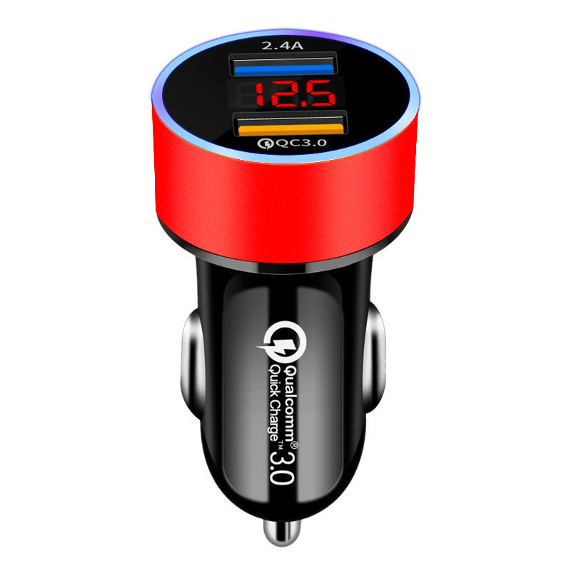 LED QC 3.0 Quick Charge 4.0 3.0 Car Charger Fast Charging For Xiaomi mi9 Huawei P30 P20 USB Charger For Iphone 11 X 7 8 P: Red