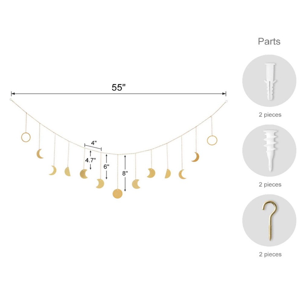 Lune brillant Phase guirlande décoration chaînes or tenture murale ornements pratique appartement fond décoration murale