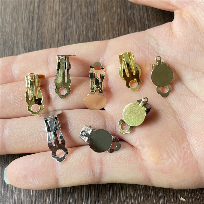 JunKang 30pcs Earring Clips No Pierced Photo Glass Cabochon Settings Cameo Base For Jewelry Making Findings DIY Handmade Earings