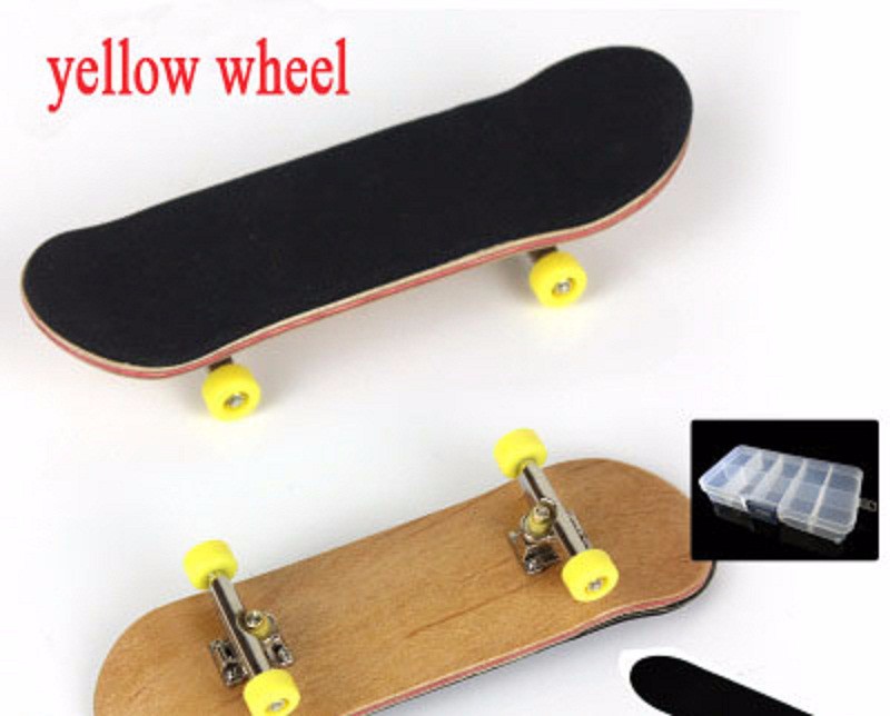 5 forskellige farve gribebræt, træ gribebrætter finger skateboard legering stent bærende hjul nyhed gribebræt: Gul