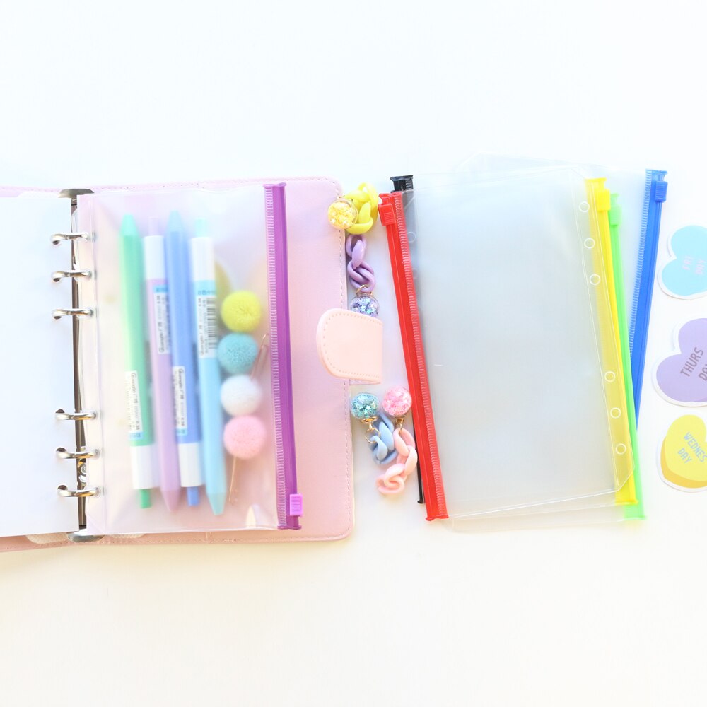 Domikee Creatieve School Reiziger Journal 6 Gaten Rits Innerlijke Zakjes Voor Loos-Leaf Binder Notebooks Organizer Bag Briefpapier A6