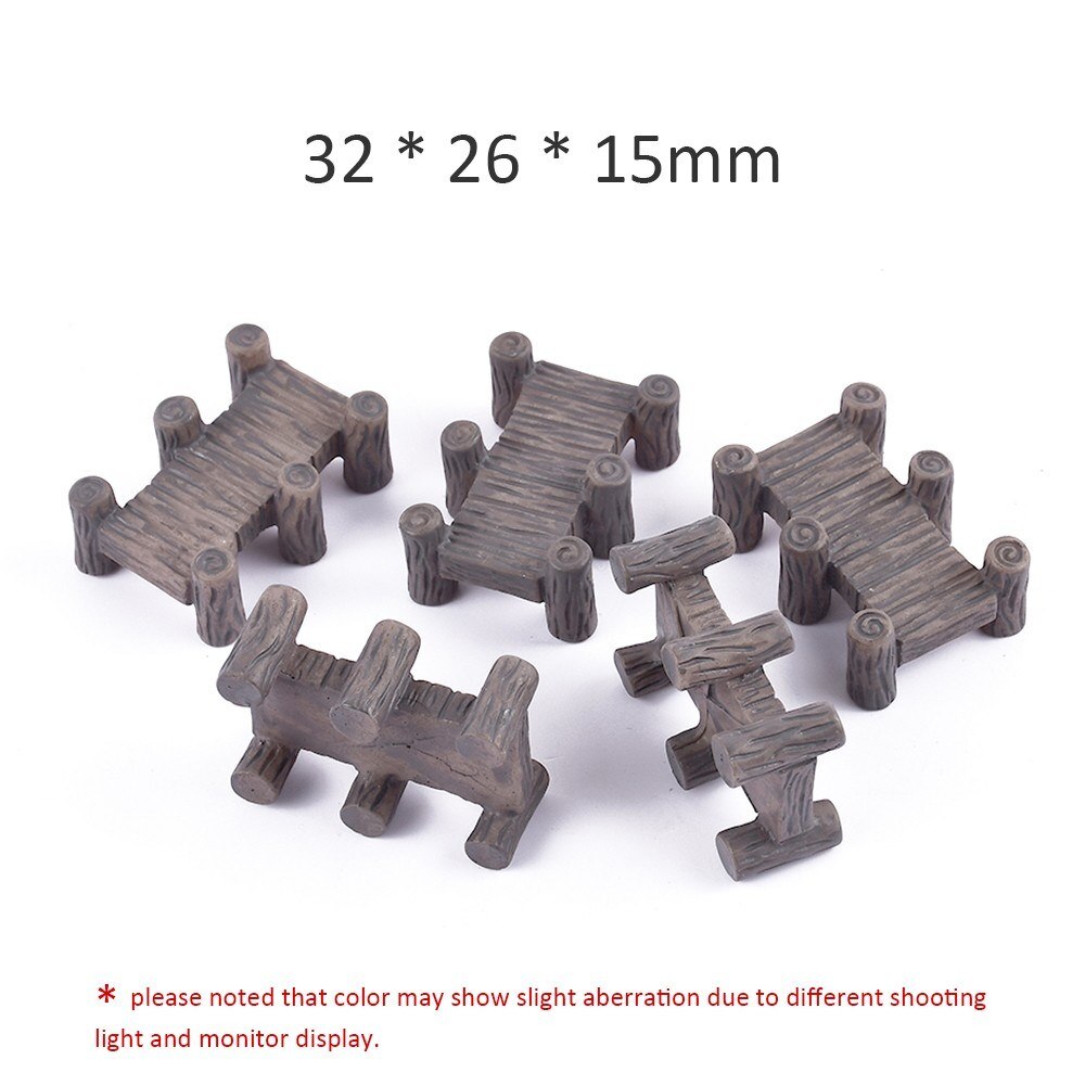 1 Set Mini Wooden Bridge Micro Landscape Resin Bonsai Figurines Fairy Garde Garden Decor Decoration Home & Kitchen Fairy