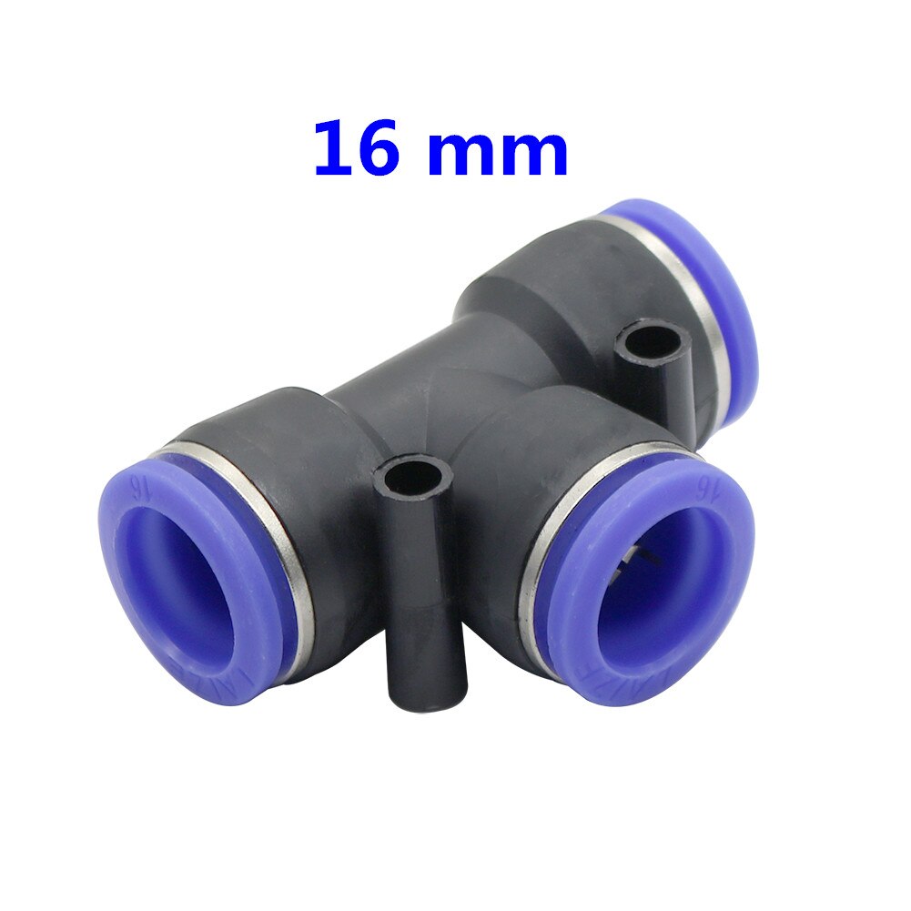 Conectores de agua para riego de jardín tipo T, 5 uds., 4mm, 6mm, 8mm, 10mm, 12mm, 14mm, 16mm, conectar rápidamente la boquilla atomizadora: Azul