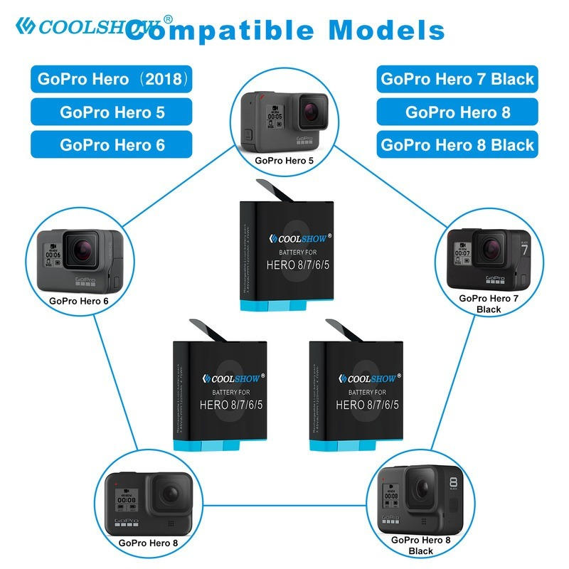 Battery for gopro Hero 8 Hero 7 Hero 6 Hero 5 Black 1220mAh Batteria / For Gopro Hero 8 Battery Camera Accessories