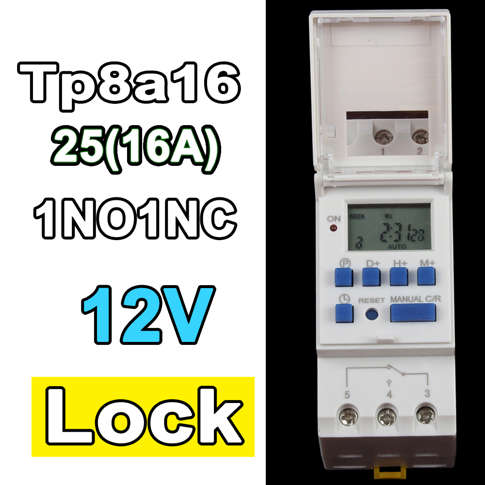 Temporizador interruptor din montaje en carril relé digital TP8A16 reloj semanal microordenador electrónico programable 220V48V 30A 12V AC timbre: Naranja