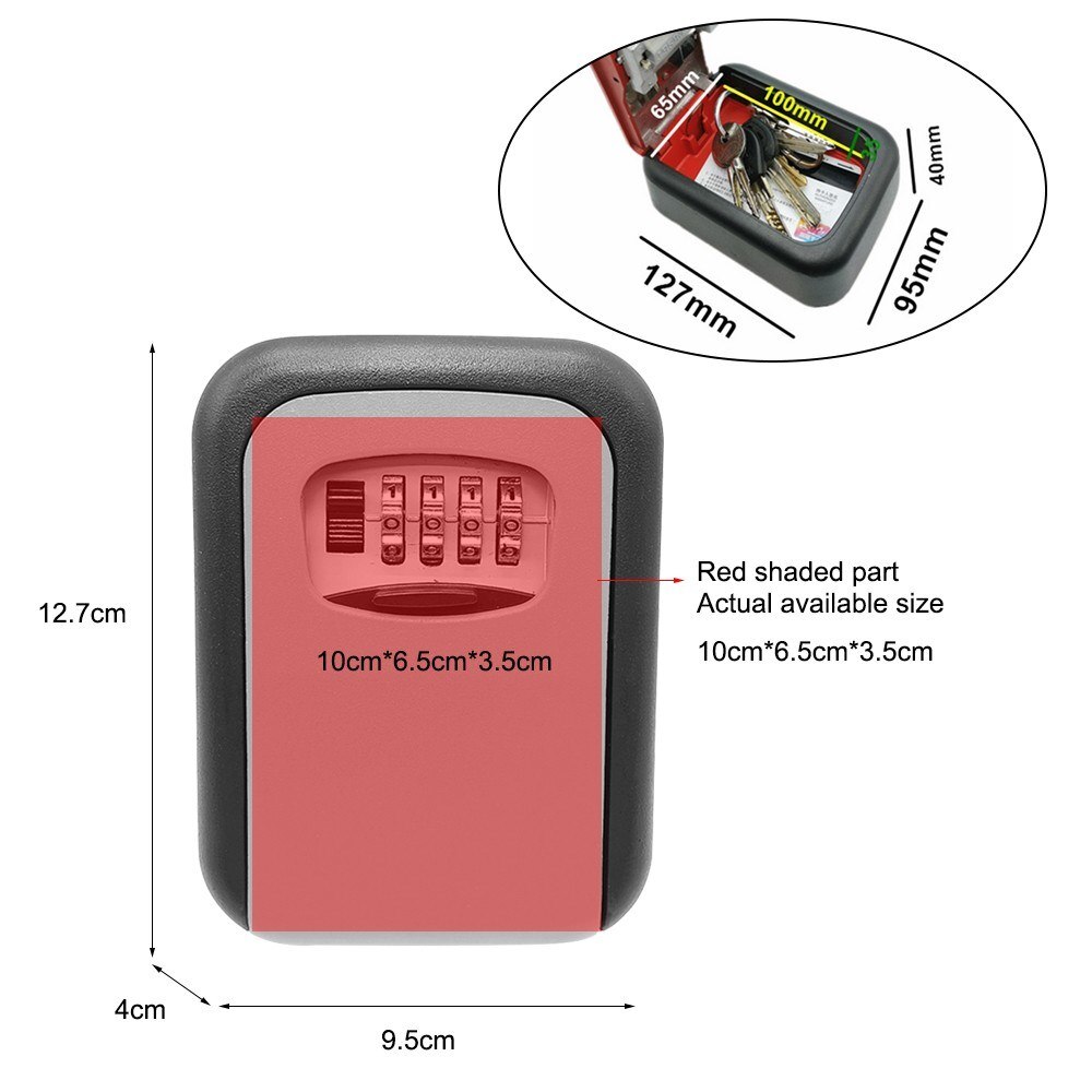 Key Storage Lock Box 4-Digit Combination Lock Box Wall Mounted Lock Box Key Safe Box Security Key Holder