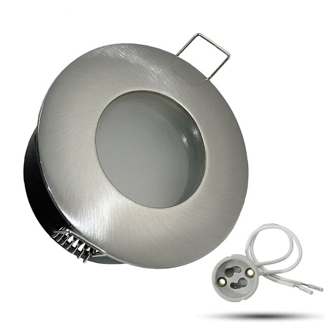 Led Ceiling Spotlight Ip65 Waterproof Bathroom Downlight Square Round Spot Light Frame Gu10/mr16 Lamp Holder Fitting Fixture: Round Sand Nickel / GU10