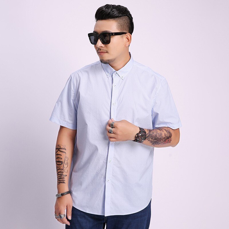 Grande Taille 8xl 7xl 6xl 5xl Chemise homme Nouvelle Coton Hommes Sociale Chemise Homme Manches Courtes Chemises Homme À Pois Décontracté Grande Taille