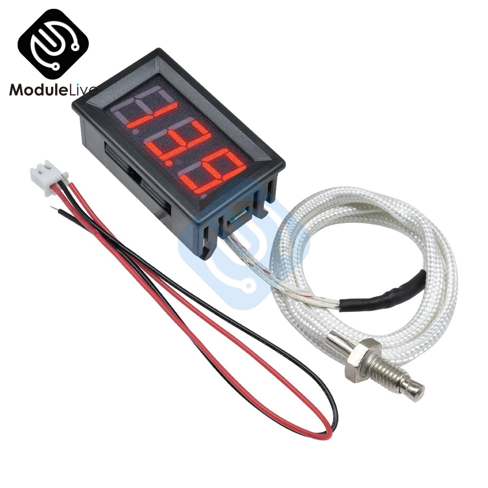 Xh -b310 dc 12v digitalt rör led display termometer temperatur temp mätare k-typ  m6 termoelement tester sensorsond