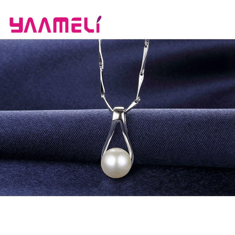 925 Sterling Silver Jewelry Sets for Women Girls Wedding Engagement Cute Pearl Waterdrop Shape Best for Beloved