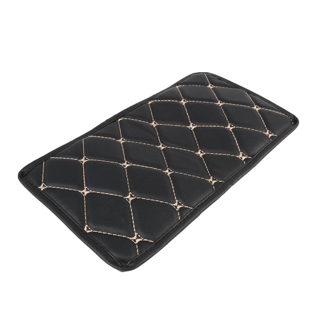 Tapis d'accoudoir universel intérieur de voiture en cuir, boîte de rangement pour accoudoir, Console centrale automobile, couverture étanche, 29x17cm: Black White