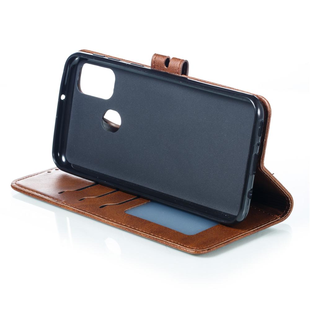 Happy cat-patroon telefoonhoesje voor samsung galaxy  m21 magnetische flip pu portemonnee leren hoesje voor samsung  m21 cover met kaartsleuf