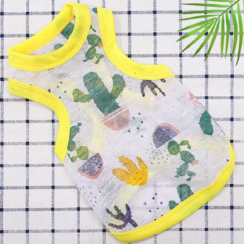 Chaleco refrescante para perros, camiseta de malla con estampado de fresa y puntos de verano, ropa para cachorros, disfraz de Chihuahua pequeño, tirantes para gatos 2025