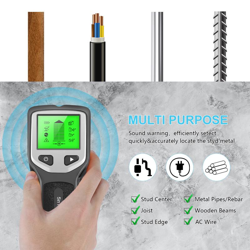 Detector de Metales 5 en 1, escáner de pared, buscador de madera de CA, cables, rastreador de profundidad, caja eléctrica, detectores industriales de pared