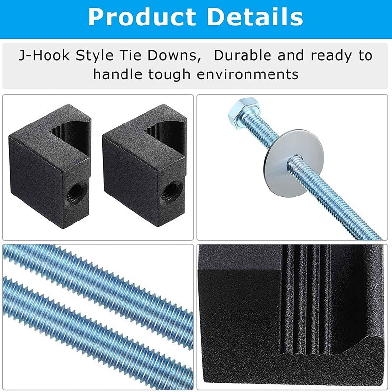 Retail 8 Pieces Truck Tool Box Mounting Kit Black J Hook Crossover Tool Box Tie Down Pickup J Hook Truck Tool Box Accessories