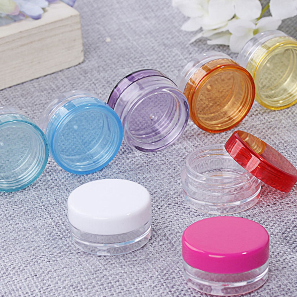 10Pcs Cosmetics Jar Box Makeup Cream Nail Art Cosmetic Bead Storage Pot Container Round Bottle Portable Plastic Transparent Case