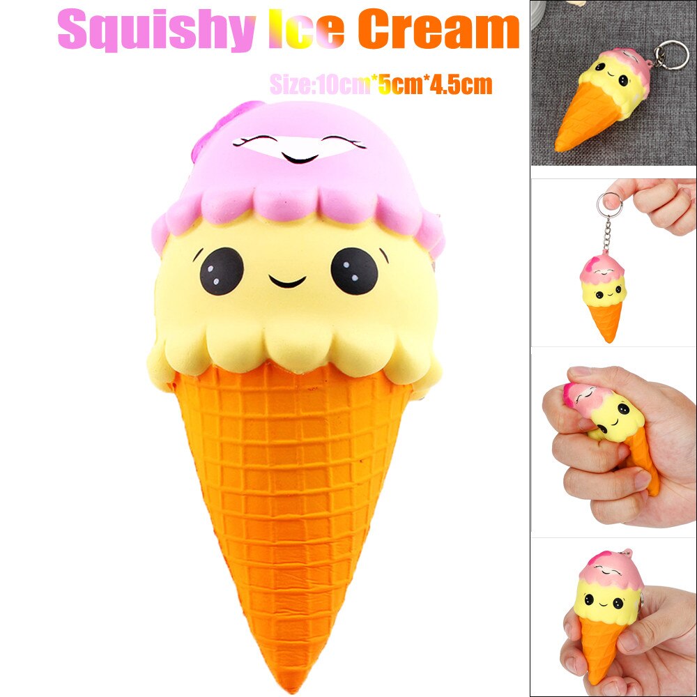 Jumbo Squishy Ice Cream Smile Kawaii Squishies Slow Rising Soft Squeeze Stuffed Squishy Toys Phone Decor ye11.14: Yellow