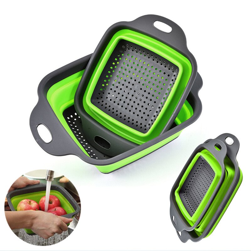 Vergiet Afdruiprek Opvouwbare Zeef Fruit Groente Wassen Opslag Mand Silicone Inklapbare Afdruiprek Mand Keuken Gereedschap