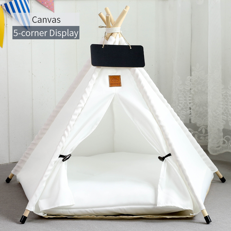 Tienda tipi para mascotas para gatos y perros, casa para perros lavable y extraíble portátil, casa para cachorros de interior con cojín y pizarra para gatos: L / Verde