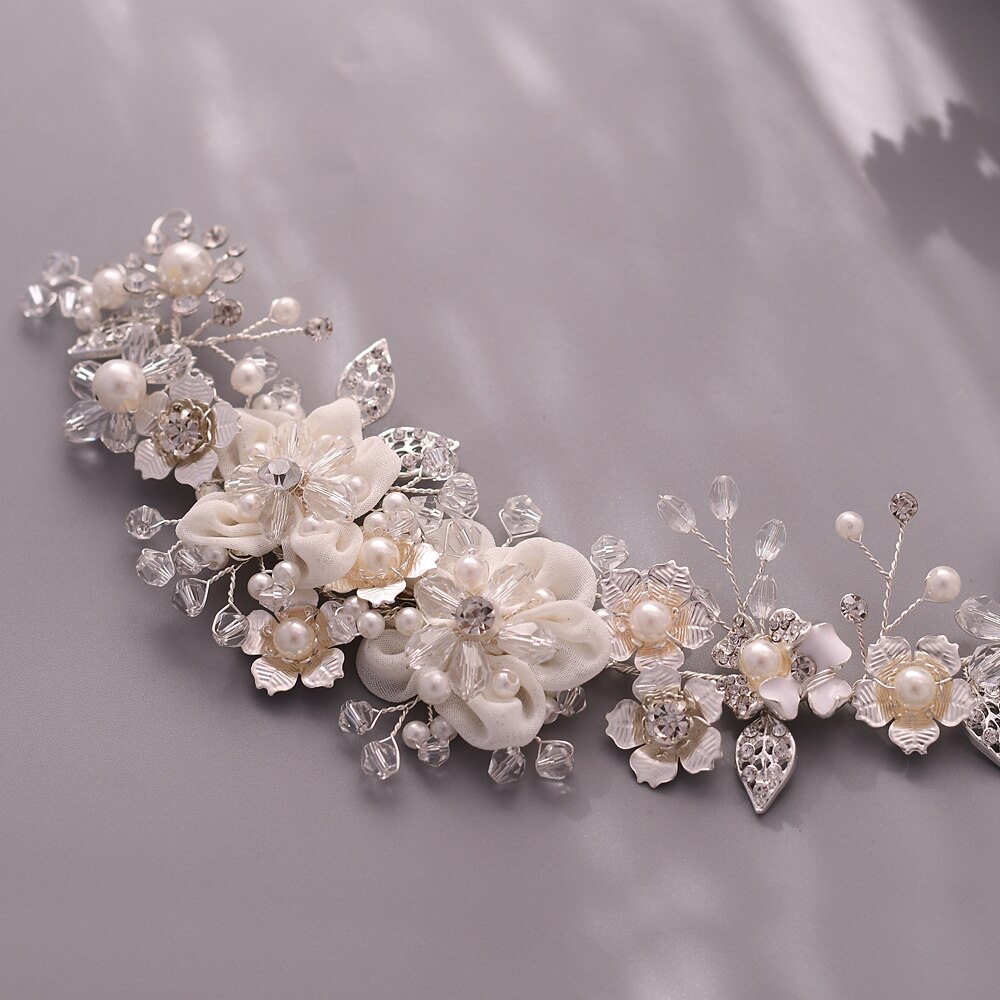 TRiXY SH275 Luxury Western Belt Silver Sash Belt for Wedding Dress Women Pearl Belts for Bridesmaid Flower Bridal Belt