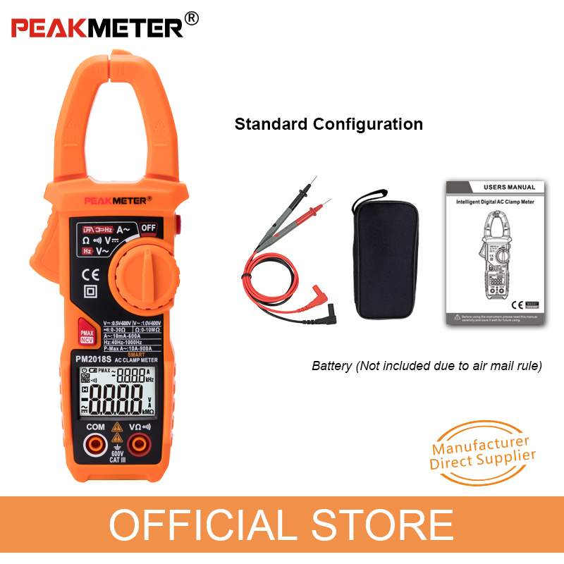 Official PEAKMETER Portable Smart AC Digital Clamp Meter Multimeter AC Current Voltage Resistance Continuity Measurement Tester