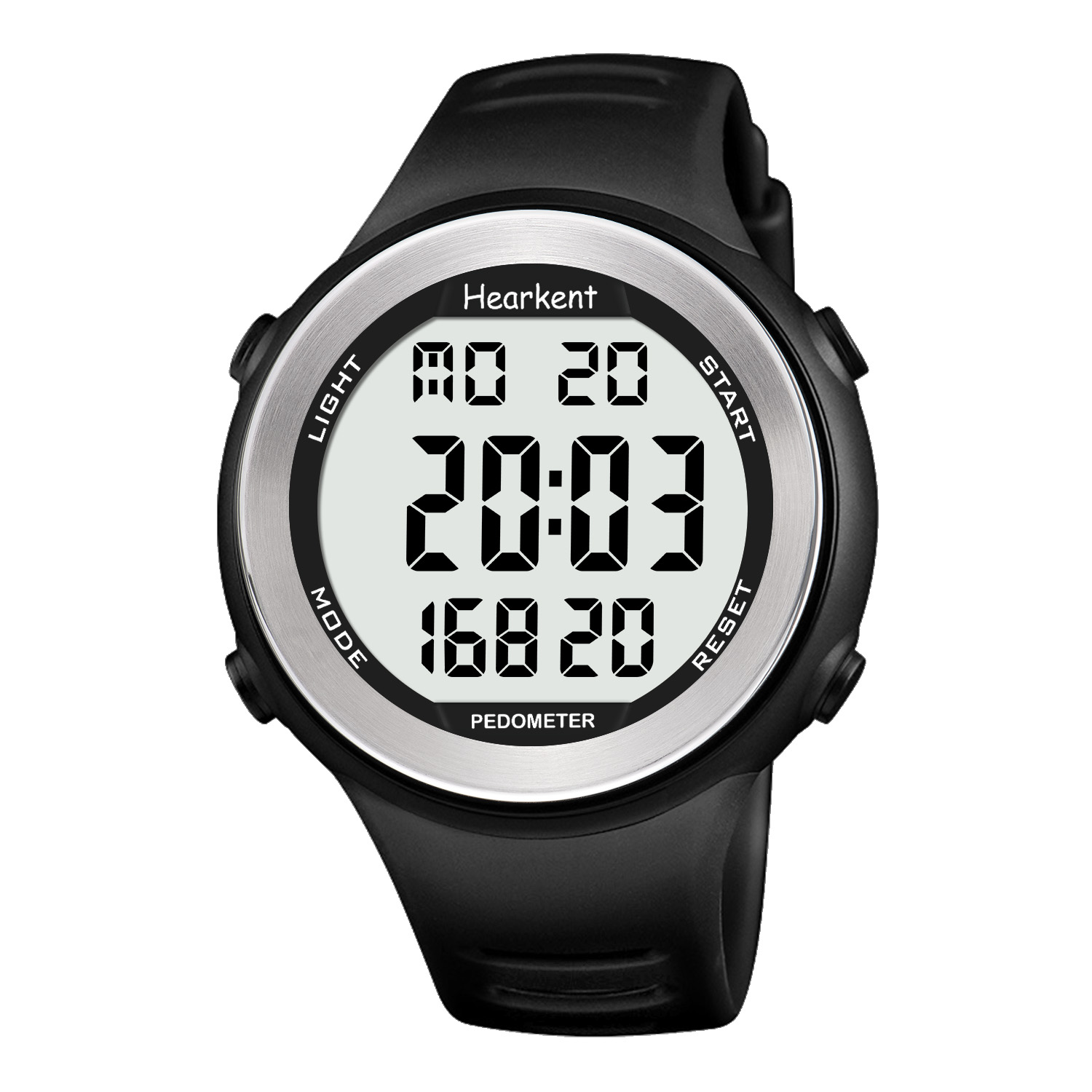Hearkent Digitaluhren Sportuhr mit Schrittzähler Herrenuhr Kalorien LED-Hintergrundbeleuchtung Countdown Fitness Schrittzähler Armbanduhr: Black
