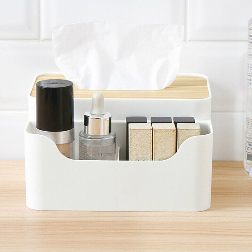 Desktop Storage Box Cosmetic Skin Care Products Plastic Storage Rack Multi-grids Tissue Box Remote Control Storage Box