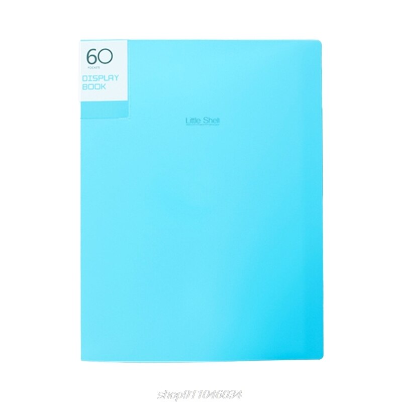 A4 Display Book 20/30/40/60 Pages Transparent Insert File Folder Document Storage Bag Office Supplies M09 21: Sky Blue 60 Page