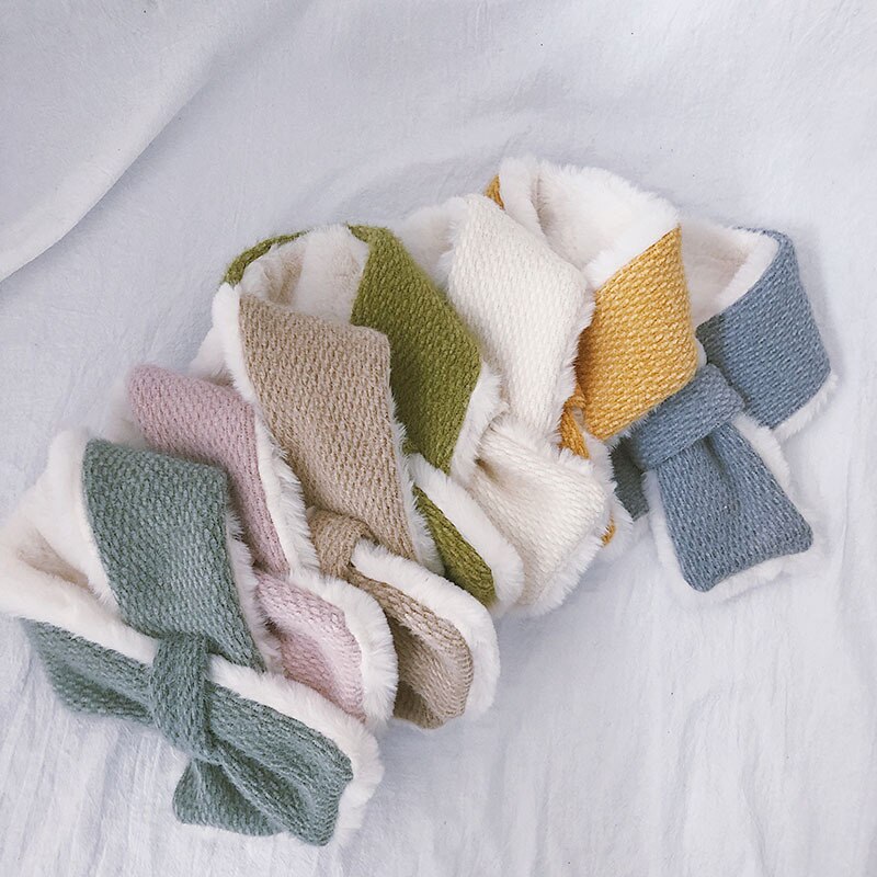 Boys Girls Cross Scarf Warm Winter Autumn Kids Collar Scarf Neck Warmer Children Scarf 1-4Y