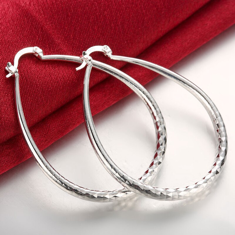 925 zilveren ovale creolen voor dames, zilveren trouwsieraden